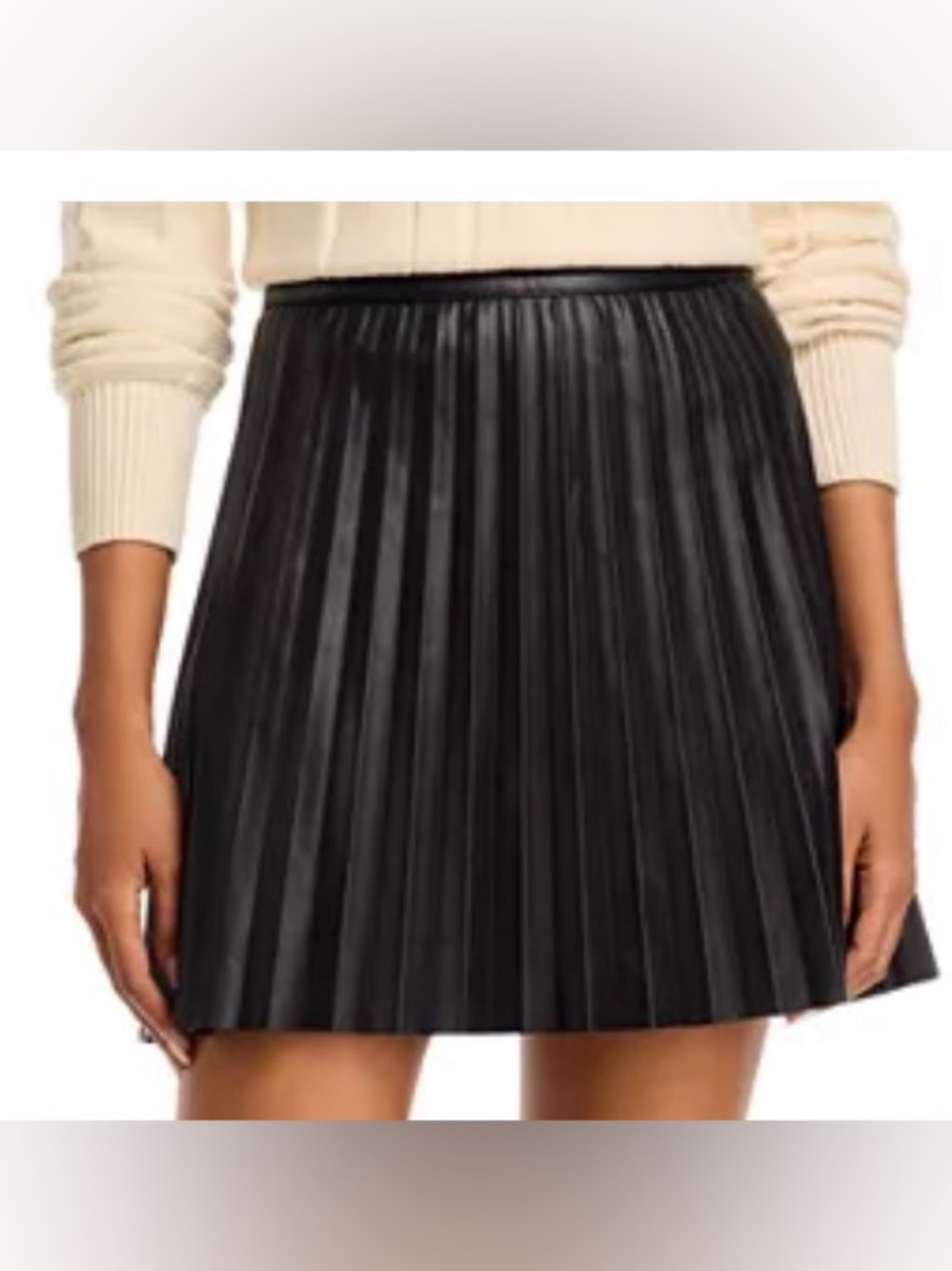 Forever 21 Black Pleated Faux Leather Skater Skirt